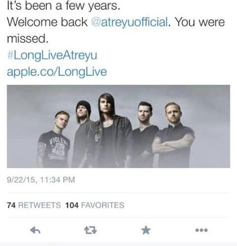 Apple Music Mixed Up Atreyu & Blessthefall On Twitter