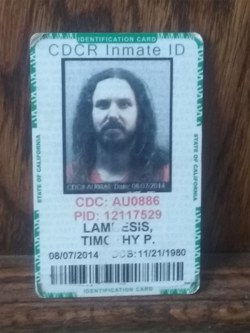 Tim Lambesis' Prison ID