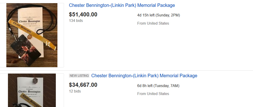 Chester Bennington's Funeral Service Packages Are Being Auctioned Off For Thousands Of Dollars