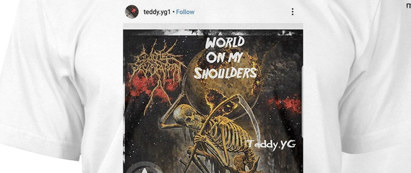 Cattle Decapitation Print Shirt Of Rapper Stealing "Death Atlas" Album Cover For His Mixtape