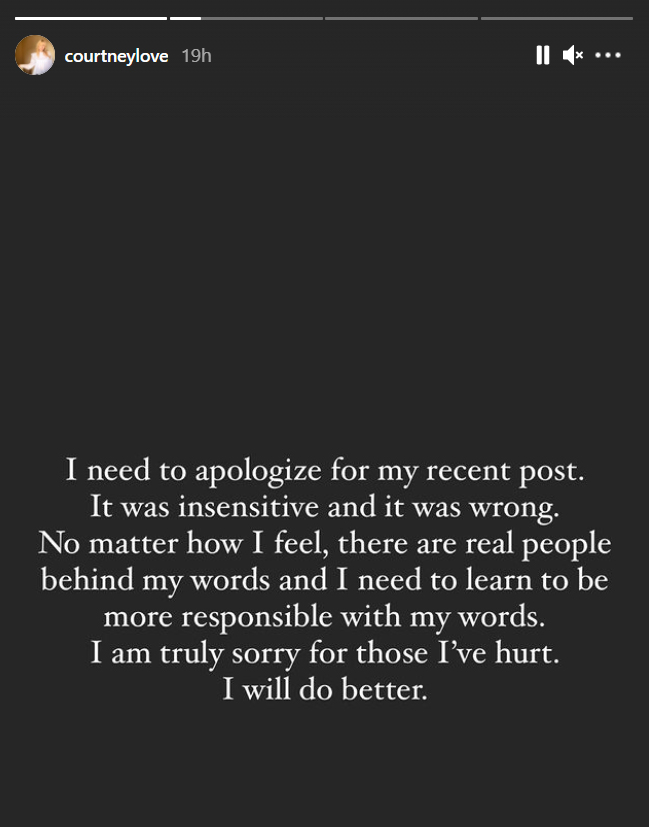 Courtney Love's Apology