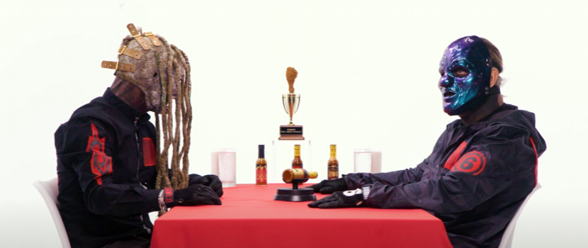 Watch Slipknot's Corey Taylor & M. Shawn "Clown" Crahan Compete In Hot Ones Versus Challenge
