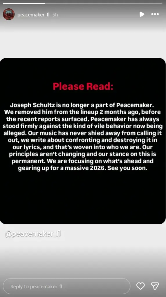 Peacemaker FL Statement On Instagram