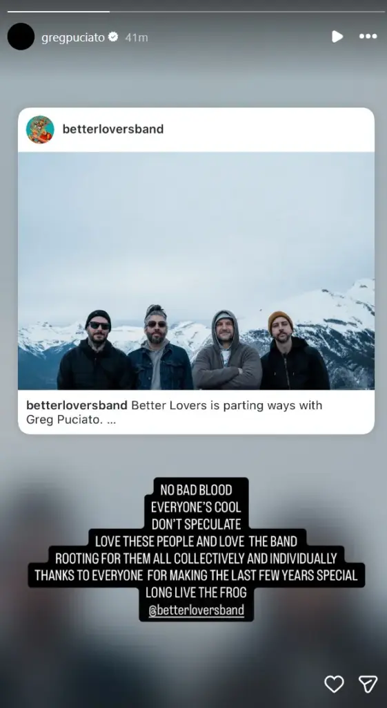 Greg Puciato Instagram Story