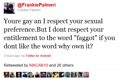 Frankie Palmeri's Tweet