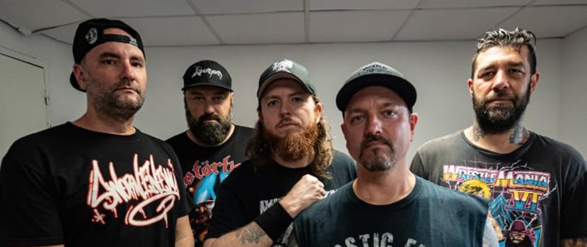 Hatebreed’s gritty band setting echoes the raw energy of their comeback single.